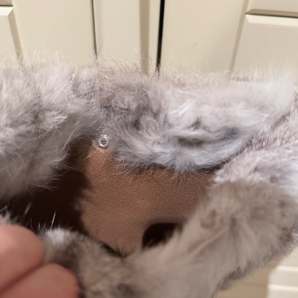 Real rabbit fur ethically handmade authentic genuine grey bunny fur bag - Picture 3 of 8